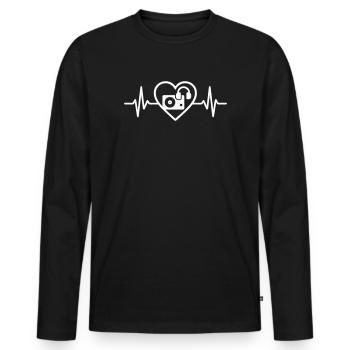 DJ Heart Platinum Headphones - Men's Premium Organic Long Sleeve Shirt - black - Front - Nico (187cm)