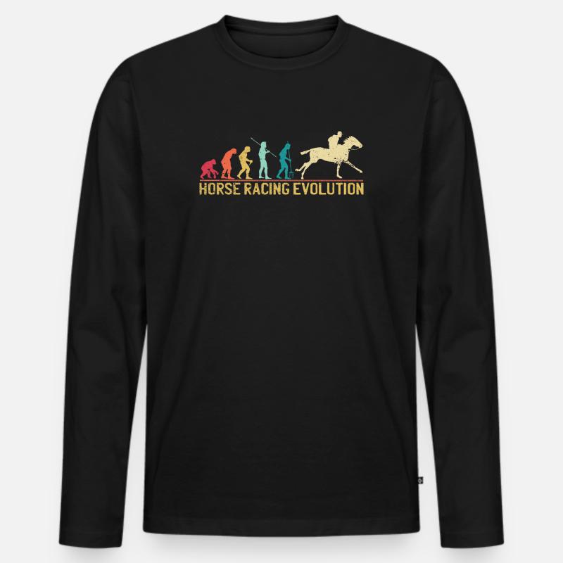 Pferderennen-Evolutionsdesign - Männer Premium Bio Langarmshirt - Schwarz
