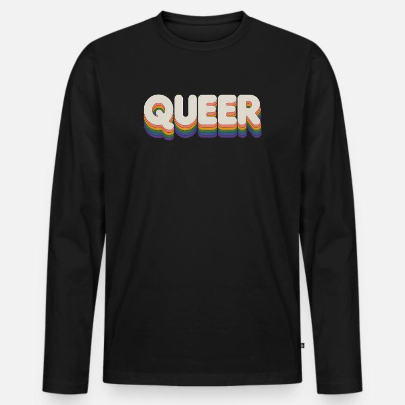 Queer - Cool Pride Logo - Männer Premium Bio Langarmshirt - Schwarz
