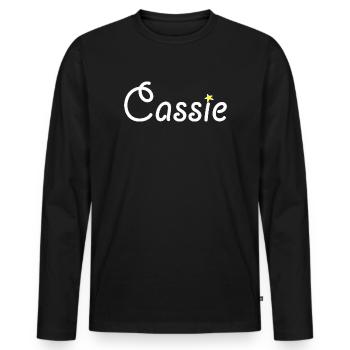 Cassie - T-shirt manches longues Premium bio Homme - noir - Devant - Nico (187cm)
