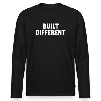 Création d’un logo de faute de frappe en gras différent - T-shirt manches longues Premium bio Homme - noir - Devant - Nico (187cm)