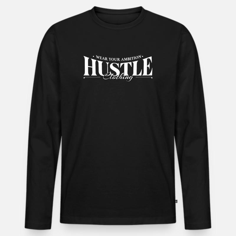 Hustle Kleidung Ambition Logo - Männer Premium Bio Langarmshirt - Schwarz