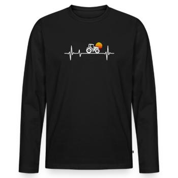 Tractor Heartbeat Farmer Trekker Farmers - Men's Premium Organic Long Sleeve Shirt - black - Front - Nico (187cm)
