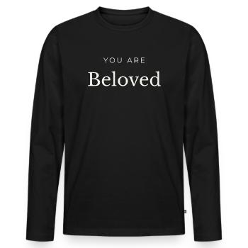 Typographie de You Are Beloved - T-shirt manches longues Premium bio Homme - noir - Devant - Nico (187cm)