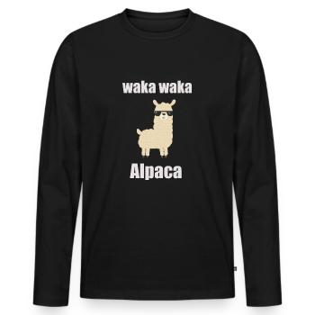 Waka Waka Alpaga Lama disant - T-shirt manches longues Premium bio Homme - noir - Devant - Nico (187cm)