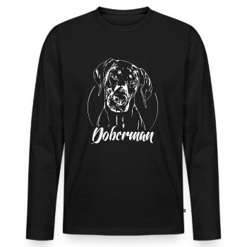 DOBERMAN Pinscher Hundeportrait Hunde Wilsigns - Männer Premium Bio Langarmshirt - Schwarz - Vorne - Nico (187cm)