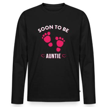 Bientôt tante, tante mignonne, nouvelle tante, drôle de tante - T-shirt manches longues Premium bio Homme - noir - Devant - Nico (187cm)