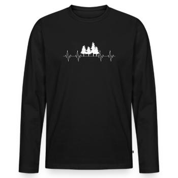 Heartbeat Forest Nature Camping Camper - Men's Premium Organic Long Sleeve Shirt - black - Front - Nico (187cm)