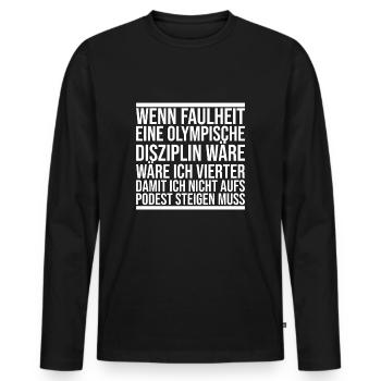 Lustiger Spruch Für Faulenzer - Männer Premium Bio Langarmshirt - Schwarz - Vorne - Nico (187cm)