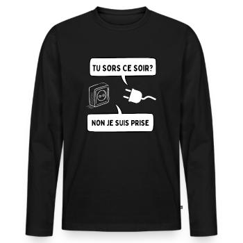 je suis prise - T-shirt manches longues Premium bio Homme - noir - Devant - Nico (187cm)