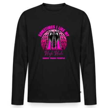 High Heels more than People - Männer Premium Bio Langarmshirt - Schwarz - Vorne - Nico (187cm)