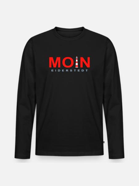 Moin Eiderstedt, Leuchtturm Westerheversand - Männer Premium Bio Langarmshirt - Schwarz