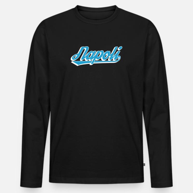 Napoli Retro Script Blue - Men's Premium Organic Long Sleeve Shirt - black