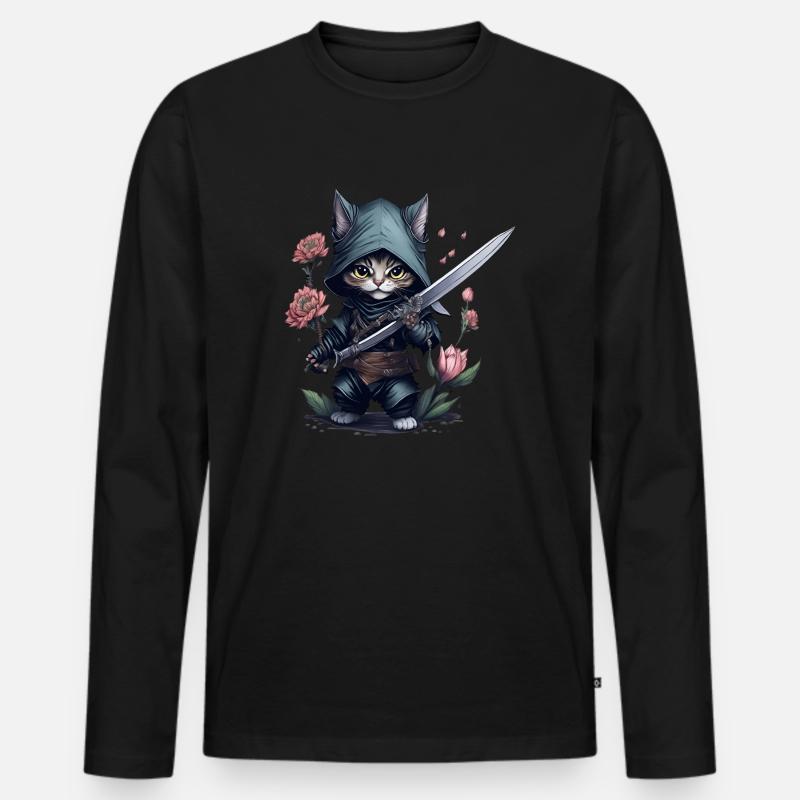 Die ultimative Ninja-Katze - Männer Premium Bio Langarmshirt - Schwarz