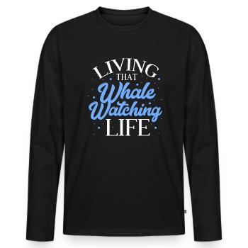 Vivre cette vie d’observation des baleines - T-shirt manches longues Premium bio Homme - noir - Devant - Nico (187cm)