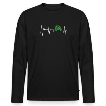 Herzschlag Traktor Bauer - Männer Premium Bio Langarmshirt - Schwarz - Vorne - Nico (187cm)