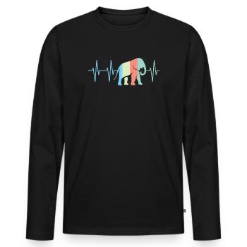 Couleurs colorées éléphant éléphant coeur symbole de battement de cœur - T-shirt manches longues Premium bio Homme - noir - Devant - Nico (187cm)