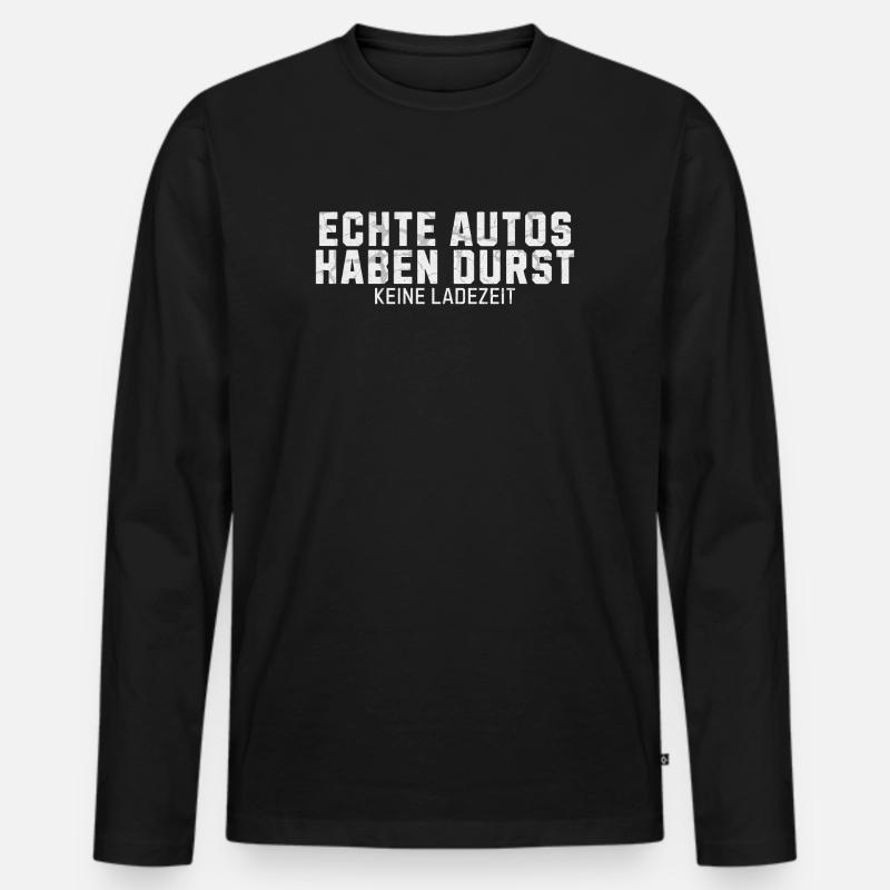 Echte Autos haben Durst Keine Ladezeit - Männer Premium Bio Langarmshirt - Schwarz