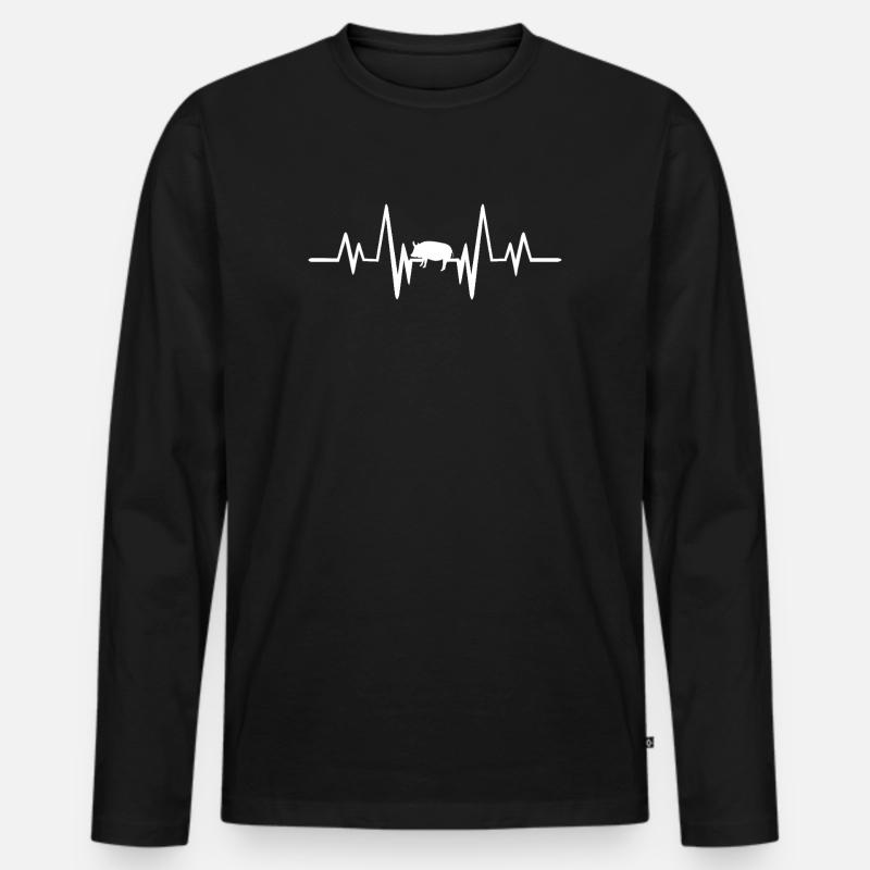 Schwein Herzschlag - Männer Premium Bio Langarmshirt - Schwarz