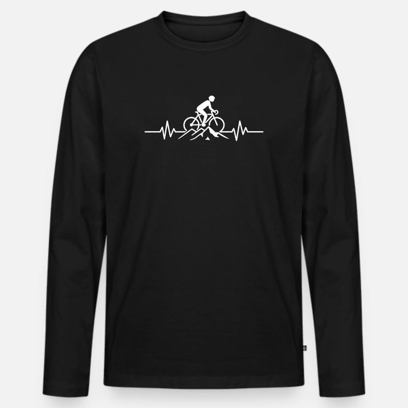 Herzschlag von Radfahrern - Männer Premium Bio Langarmshirt - Schwarz