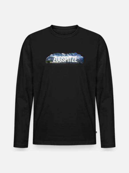 Zugspitze - Design with lettering & mountain shilouette - Men's Premium Organic Long Sleeve Shirt - black