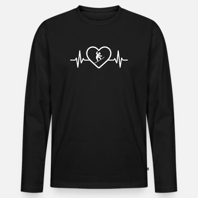 Snowboard Mountain Herz - Männer Premium Bio Langarmshirt - Schwarz
