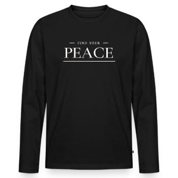 Finde deine innere Frieden - Yoga & Meditation  - Männer Premium Bio Langarmshirt - Schwarz - Vorne - Nico (187cm)
