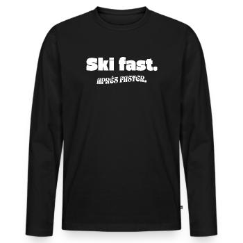 Skiing - Après-Ski - Men's Premium Organic Long Sleeve Shirt - black - Front - Nico (187cm)