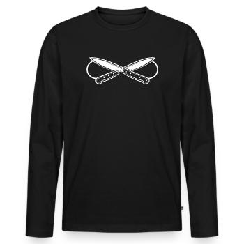 Couteau de chef à l’infini – Symbole de cuisine - T-shirt manches longues Premium bio Homme - noir - Devant - Nico (187cm)