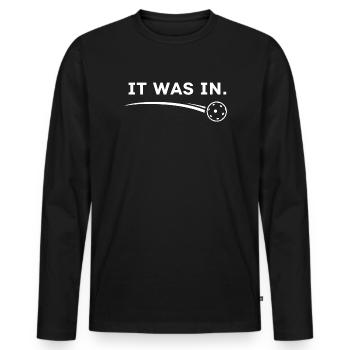 Pickleball-Witz – es war in - Männer Premium Bio Langarmshirt - Schwarz - Vorne - Nico (187cm)