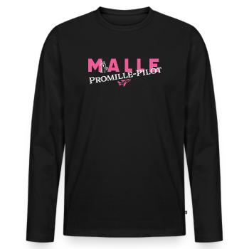 MALLE Promille-Pilot - Männer Premium Bio Langarmshirt - Schwarz - Vorne - Nico (187cm)