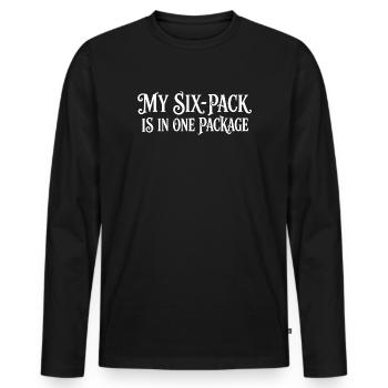 Mein Sixpack ist in einem Paket – Funny Fitness - Männer Premium Bio Langarmshirt - Schwarz - Vorne - Nico (187cm)