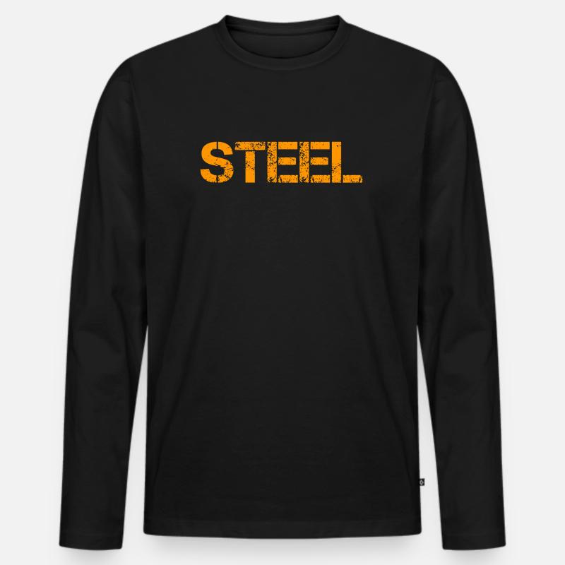 Steel - Männer Premium Bio Langarmshirt - Schwarz