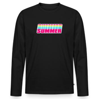 Retro-Sommer | Regenbogen im 80er-Jahre-Stil - Männer Premium Bio Langarmshirt - Schwarz - Vorne - Nico (187cm)