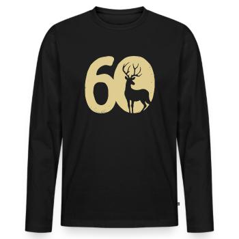 Hirsch Jagd Tracht 60 - Männer Premium Bio Langarmshirt - Schwarz - Vorne - Nico (187cm)