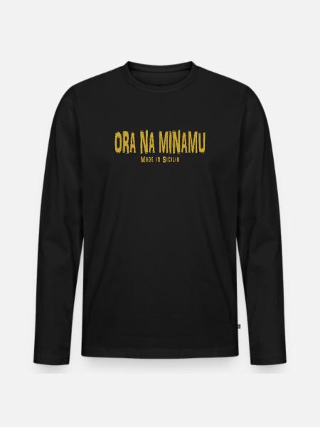 t-shirt Sicilien t-shirt siciliansk nu na minamu - Premium økologisk langærmet T-shirt til mænd - sort