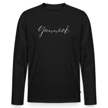 Yannick Name T-Shirt Gift for Men - Men's Premium Organic Long Sleeve Shirt - black - Front - Nico (187cm)