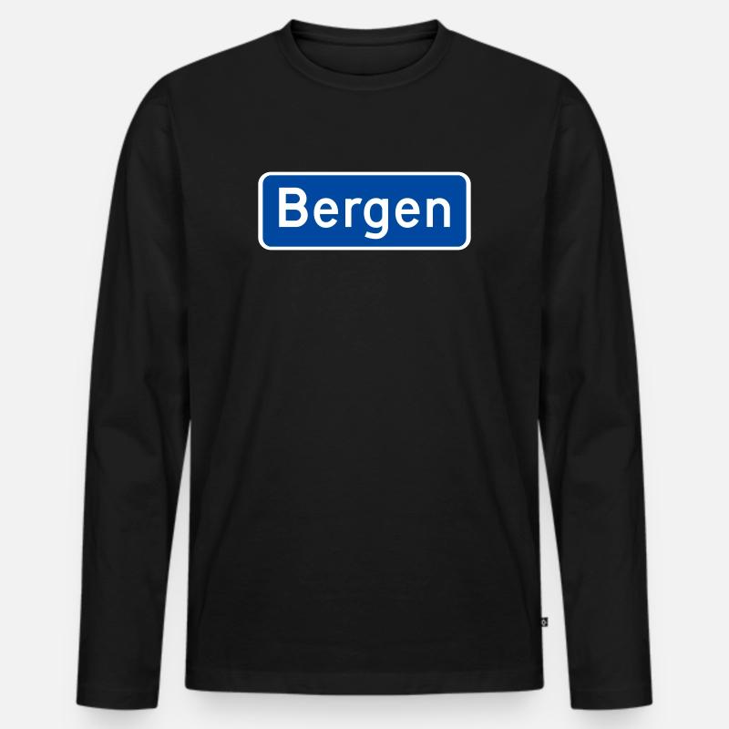 Bergen - Männer Premium Bio Langarmshirt - Schwarz