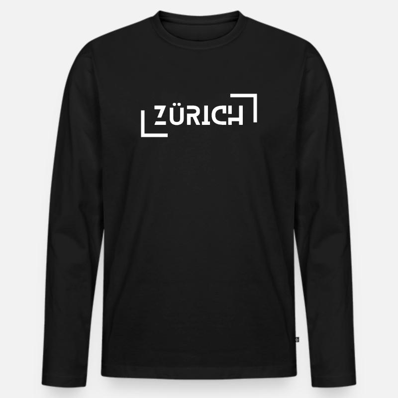 Zürich - Männer Premium Bio Langarmshirt - Schwarz