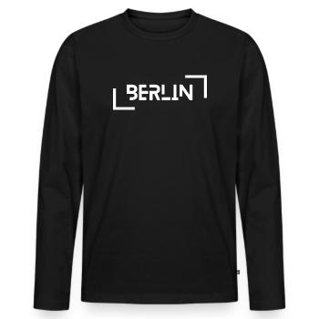 Berlin - T-shirt manches longues Premium bio Homme - noir - Devant - Nico (187cm)