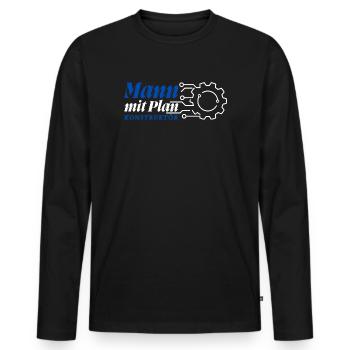 Mann mit Plan - Konstruktör, Konstrukteur - Männer Premium Bio Langarmshirt - Schwarz - Vorne - Nico (187cm)