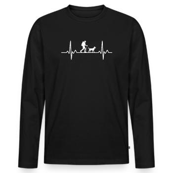 Wandern mit Hund Heartline Wander Shirt - Männer Premium Bio Langarmshirt - Schwarz - Vorne - Nico (187cm)