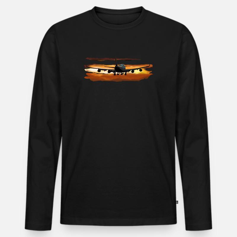 Passagierflugzeug - Männer Premium Bio Langarmshirt - Schwarz