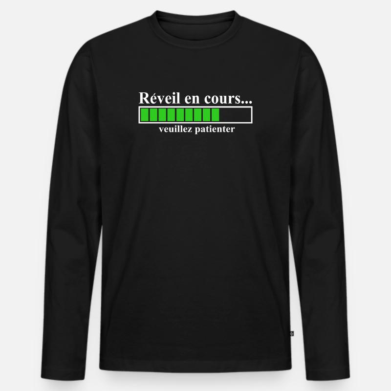Ladeanzeige, Wecker läuft: - Männer Premium Bio Langarmshirt - Schwarz