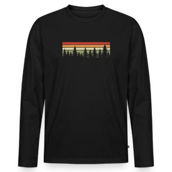 Wald Natur Bäume Naturliebhaber Waldliebhaber - Männer Premium Bio Langarmshirt - Schwarz - Vorne - Nico (187cm)