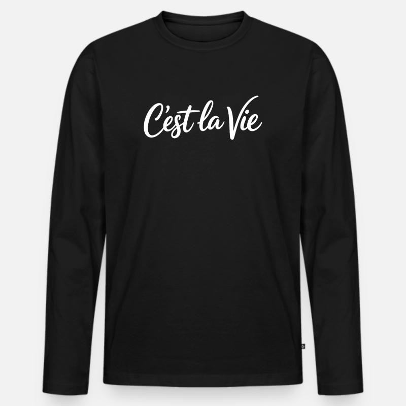 Cest la Vie Statement - Männer Premium Bio Langarmshirt - Schwarz