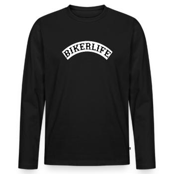 Bikerlife Arc Lettering - Men's Premium Organic Long Sleeve Shirt - black - Front - Nico (187cm)
