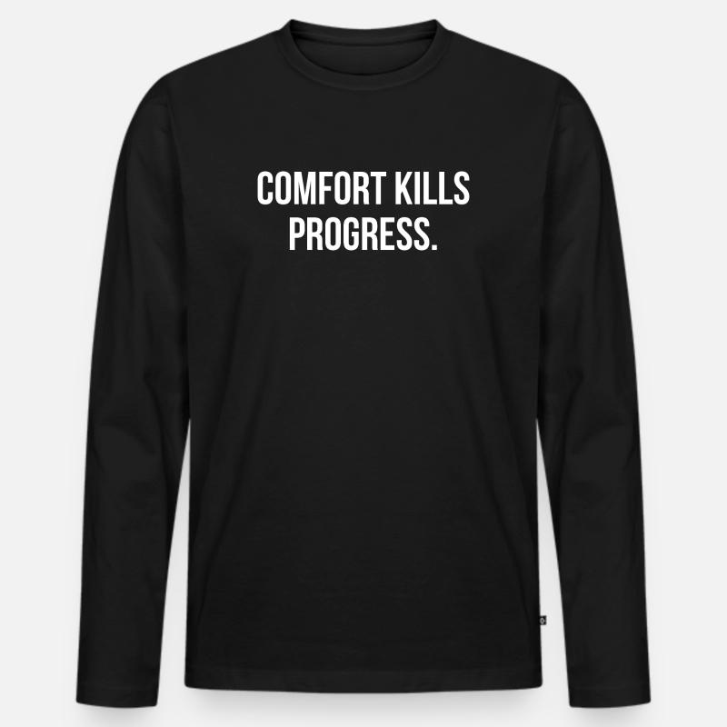 COMFORT KILLS PROGRESS. | Greyline Official - Männer Premium Bio Langarmshirt - Schwarz