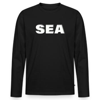 SEA - Männer Premium Bio Langarmshirt - Schwarz - Vorne - Nico (187cm)
