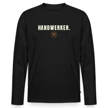 HANDWERKER. Minimalist Job Success Edition - Männer Premium Bio Langarmshirt - Schwarz - Vorne - Nico (187cm)